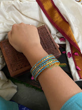 Kada Kundan Bangle -Light Blue-G4819